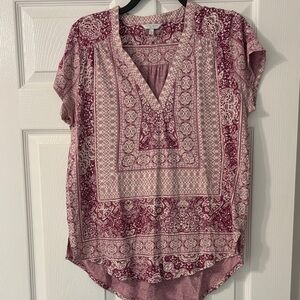 Lucky Brand Maroon and Light Pink Blouse